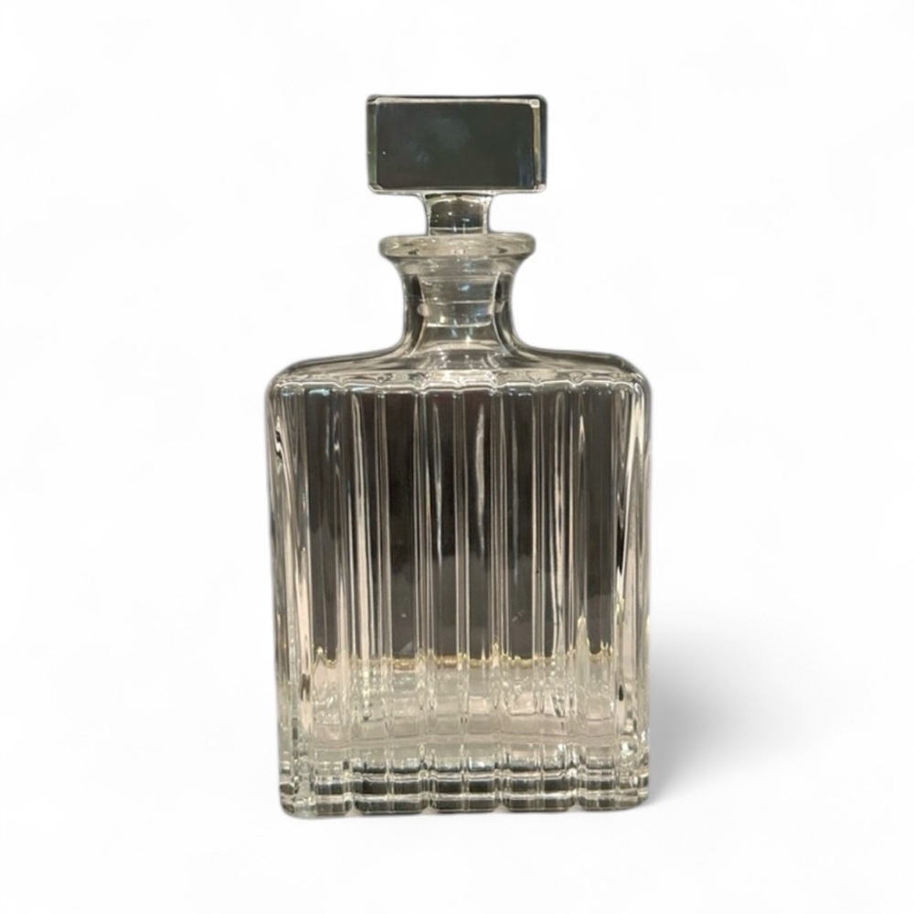 Clear Glass Ribbed Decanter with Stopper - Unbranded